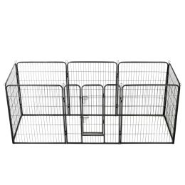 vidaXL Dog Playpen 8 Panels Steel 31.5"x39.4" Black