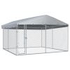 vidaXL Outdoor Dog Kennel with Roof 150.4"x150.4"x88.6"