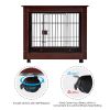 31' Length Furniture Style Pet Dog Crate Cage End Table with Wooden Structure and Iron Wire and Lockable Caters, Medium Dog House Indoor Use.