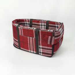 Pet Car Kennel Safety Seat Multifunctional Convenient Handbag (Option: Plaid red-1PC)