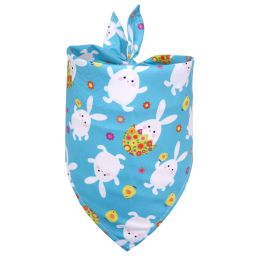 Easter Pet Triangle Scarf Dog Holiday Lip Towel (Option: Blue bottom rabbit-M)