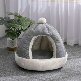 Half Enclosed Kennel Dog Bed Enclosed Kitty Kennel (Option: Green-Large size)