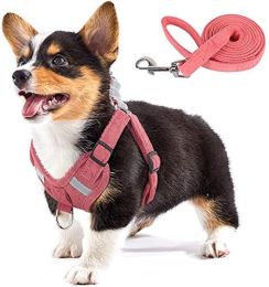 Velvet Dog Strap Reflective Breathable Dog Rope Pet (Option: Pink-XXXS)