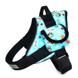 Special Sale New Explosion-proof Flush Pet Chest Braces Dog Braces K9 Pet Leash (Option: Bone blue-2XL)