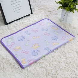 Pet Blanket Dogs And Cats Flannel Blanket Autumn And Winter Warm Blanket Floor Mat (Option: Purple Bone Blanket-60 40cm)