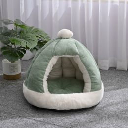 Half Enclosed Kennel Dog Bed Enclosed Kitty Kennel (Option: Grey-Large size)