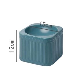 Cat Bowl Ceramic Protection Cervical Spine Diagonal High Foot To Prevent Upset Grain Basin (Option: Blue-Flat mouth)