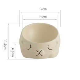 Ceramic Pet Bowl Cat Cartoon Creative (Option: Beige-280ML)