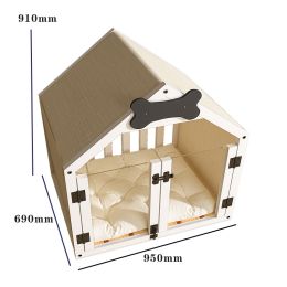 Indoor Solid Wood Doghouse Removable And Washable (Option: Off white-Trumpet)