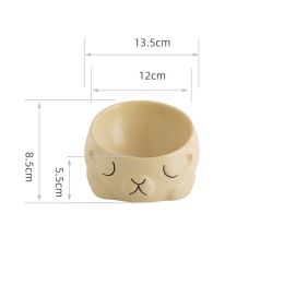 Ceramic Pet Bowl Cat Cartoon Creative (Option: Light coffee-160ML)