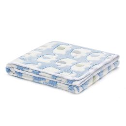 Dog And Cat Flannel Thickened Pet Blanket (Option: Blue elephant-S)