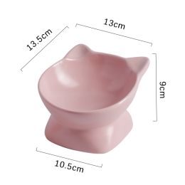 Cat Bowl Ceramic Protection Cervical Spine Diagonal High Foot To Prevent Upset Grain Basin (Option: Pink-Cat ear)