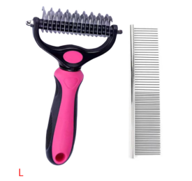 Stainless Steel Hair Removal Cleaning And Opening The Knot Comb (Option: Rose Red-L-WIth comb)