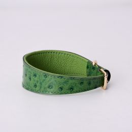 Dog Collar Small Medium Dog Leather Adjustable Dog Collar Shiba Inu Golden Fur Leather Collar (Option: Green-S)