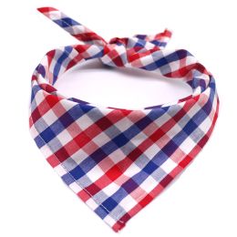 Pet Towelettes Dog Cat Plaid (Option: Dark blue red and white-S)