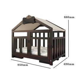 Indoor Solid Wood Doghouse Removable And Washable (Option: Dark brown-Large size)