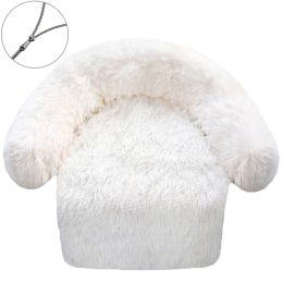 Zipper Dismantling And Washing Style Plush Dog Kennel Plush Blanket Pet Litter Sofa (Option: White-110x130cm)