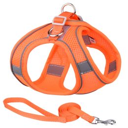 Vest-style Pet Harness Reflective Breathable Dog Hand Holding Rope Leash (Option: Orange-XXS)