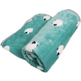 Cartoon Printed Thickening Pet Blanket Flannel Coral (Option: Little Sheep Green-60x40cm)