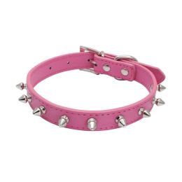 Popular Pet Collar Anti-bite Rivet Small And Medium Leather Dog Leash (Option: Rose-XS 30x1.5CM)