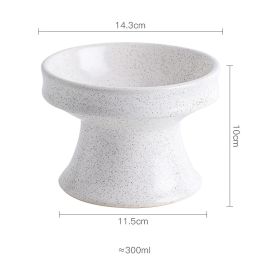 Cat Bowl Ceramic Shallow Mouth High Foot Anti Overturn Double (Option: )