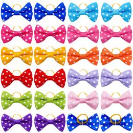 Polka Dot Bow Rubber Band Scrunchie Dog Cat Head Flower Accessories (Option: )