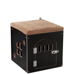 Removable And Washable Four Seasons Pet House, Wooden Pet Nest (Option: Korean pine L plus door)