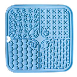 Silicone Pet Suction Cup Licking Pad Pet Placemat Silicone Licking Plate Pad (Option: 4grids sky blue)