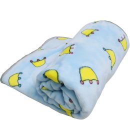 Cartoon Printed Thickening Pet Blanket Flannel Coral (Option: Cartoon Crown Blue-60x40cm)