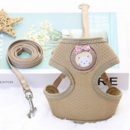 Spring And Summer Vest Dog Small Dog Pomeranian Breathable Chest Strap (Option: Khaki-S)