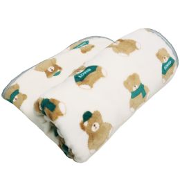 Cartoon Printed Thickening Pet Blanket Flannel Coral (Option: Cappuccino Bear-60x40cm)