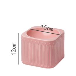 Cat Bowl Ceramic Protection Cervical Spine Diagonal High Foot To Prevent Upset Grain Basin (Option: Pink-Flat mouth)