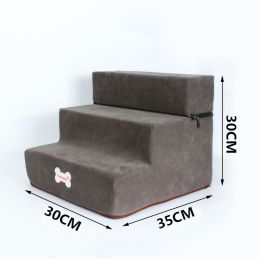 Pet Stairs Steps Cat And Dog Climb Stairs 3 Stairs Pet Bed Stairs (Option: Dark Grey-30x35x30cm)