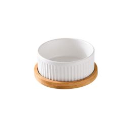 Ceramic Small Medium Large Dog Food Basin (Option: White single tray-Medium size 15.5cm)