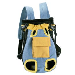 Dog Outing Shoulder Portable Pet Backpack (Option: Blue and yellow-2XL)