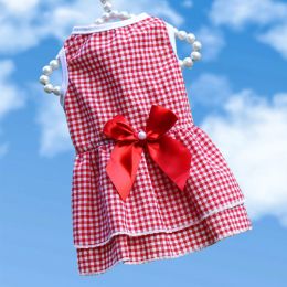 Dog Skirt Pet Cat Walking Out Chest Back Leash (Option: 230 Skirt Small Red Plaid-XS)