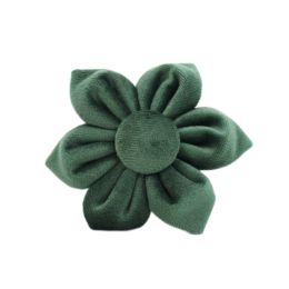 Pet Collar Dog Fabric Velvet (Option: Green-Flower-L)