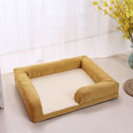 Kennel Pet Litter Sofa Bed Dog Mat Can Be Disassembled And Washed (Option: 75x60cm-Yellow-No towel)