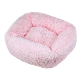 Winter Plush Pet Nest Square Mat (Option: Light pink-XL)