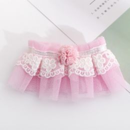 Cat Lace Pearl Collar Decoration (Option: Pink gauze-XL)