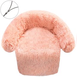 Zipper Dismantling And Washing Style Plush Dog Kennel Plush Blanket Pet Litter Sofa (Option: Leather pink-110x130cm)