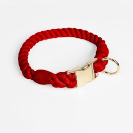 Woven Gradient Color Cotton String Dog Pet Traction Collar (Option: Collar Wine Red-S Collar)