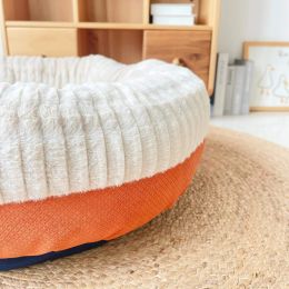 Soft Thickened Warm Kennel Round Cat Dog Pad (Option: Orange-M)