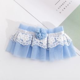 Cat Lace Pearl Collar Decoration (Option: Blue gauze-L)