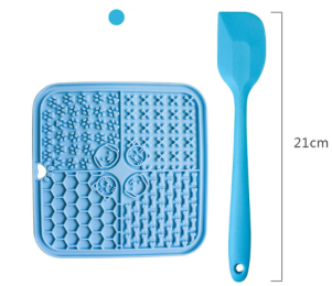 Silicone Pet Suction Cup Licking Pad Pet Placemat Silicone Licking Plate Pad (Option: Scraper 4points grid green)