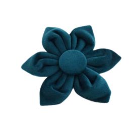 Pet Collar Dog Fabric Velvet (Option: Blue-Flower-L)