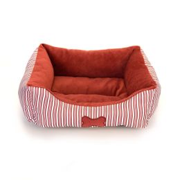 Bone Pattern Teddy Kennel Small And Medium-sized  For All Seasons (Option: Red-L)