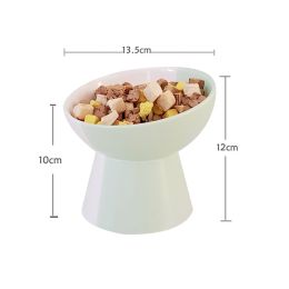 Ceramic Pet Slant Mouth Dog And Cat Food Bowl Set (Option: Grass Green-Slanting Bowl-S)