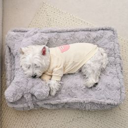 Little Rabbit Velvet Cloud Nest Deep Sleeping Dog (Option: Modern Star Grey-Square Nest Pillow-L)