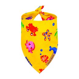 Cute Cartoon Pet Saliva Towel Spring And Summer (Option: Yellow Bottom Sea World-M)